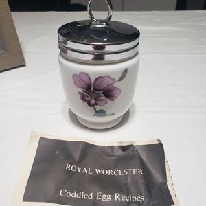 Vintage Royal Worcester Purple Egg Coddler With Original Paperwork/Recipes